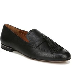 Franco Sarto Brixley Leather Tassel Loafer flat almond toe slip on black 9.5